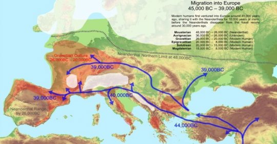 ადამიანთა მიგრაცია ევროპაში 45, 000 წლის წინ
