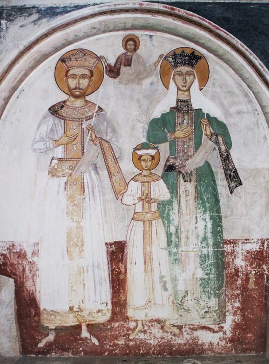 იმერეთის მეფე გიორგი III, დედოფალი თამარი და მათი ძე ბატონიშვილი ალექსანდრე (შემდგომში მეფე ალექსანდრ