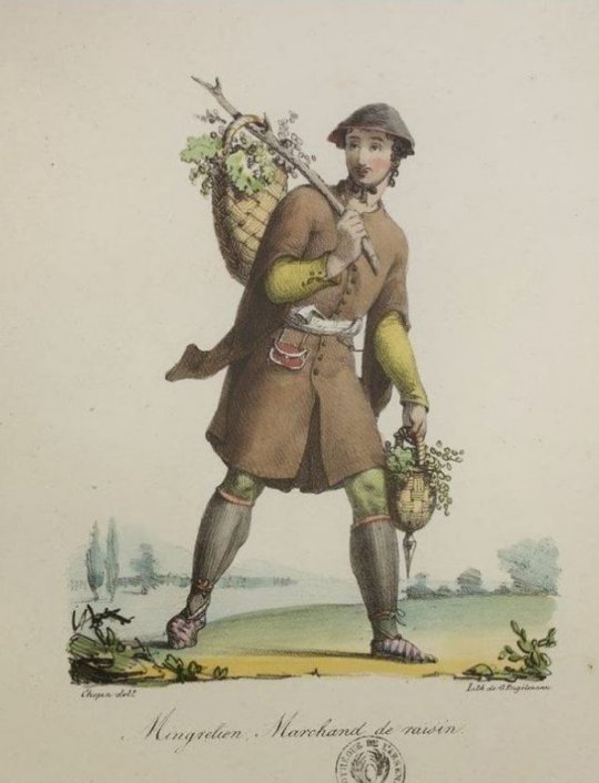 ყურძნის გამყიდველი მეგრელი კაცი. ჟან ფრანსუა გამბა,  1826