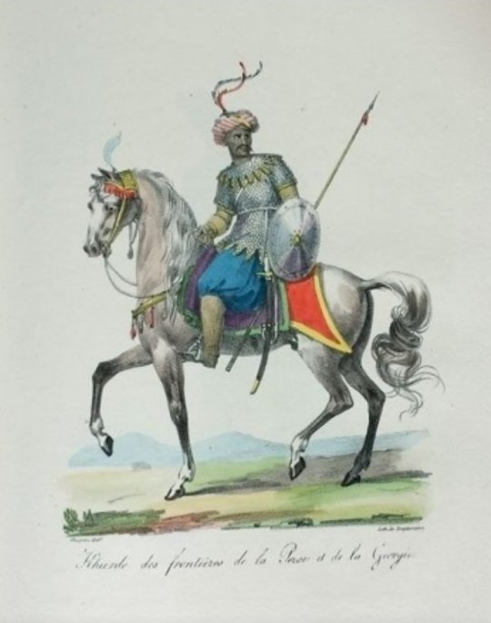 ქართველი ცხენოსანი მეომარი. ჟან ფრანსუა გამბა. 1826.