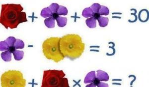 თავსატეხი:რა რიცხვი უნდა იყოს ყვავილების  გამოსახულებაში კითხვის ნიშნის ადგილას?