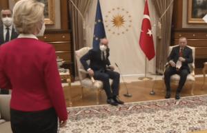 თურქეთის პრეზიდენტმა ევროკომისიის თავმჯდომარე ქალს პოლიტიკოსისათვის მიუღებელი შეურაცხყოფა მიაყენა