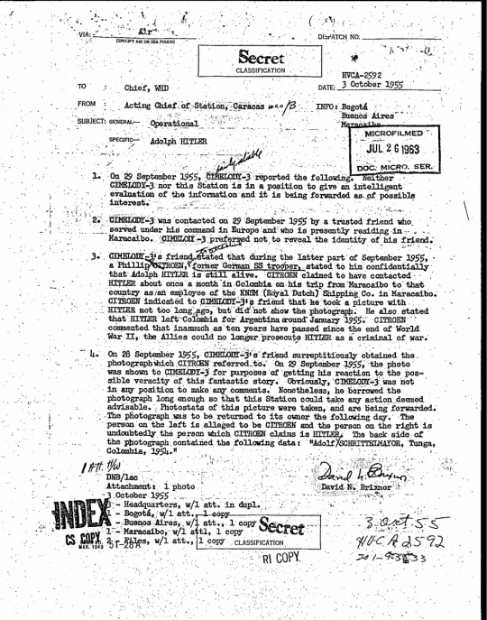 CIA ომის დასრულებიდან 10 წლის შემდეგ
ჰიტლერს არგენტინაში ეძებდა image
