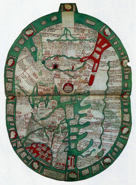 მსოფლიო რუკა 14_ ე საუკუნის მანუსკრიპტი რანულფის (ჰიგდენი) პოლიქრონიკონი