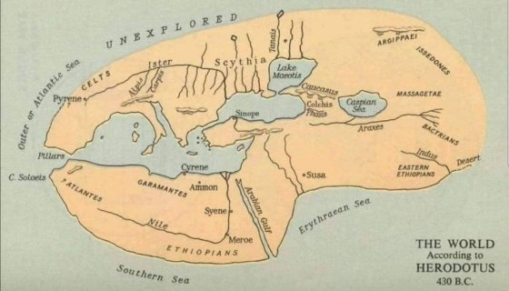 "ისტორიის მამად" წოდებული ჰეროდოტეს უძველესი რუკა, სადაც ჩვენი მეზობლების ჭაჭანება არაა