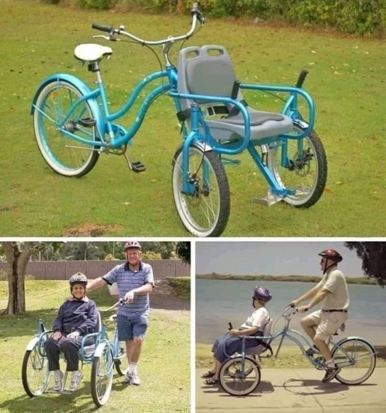 ეს ველოსიპედი ავსტრალიელმა კაცმა თავისი შშმ ცოლისთვის გააკეთა რათა ერთად ესეირნათ