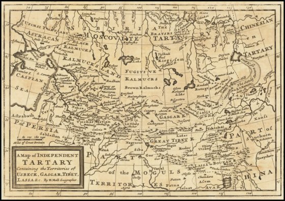 A Map of Independent Tartary Containing the Territories of Usbeck, Gasgar, Tibet, Lassa, London 1712
