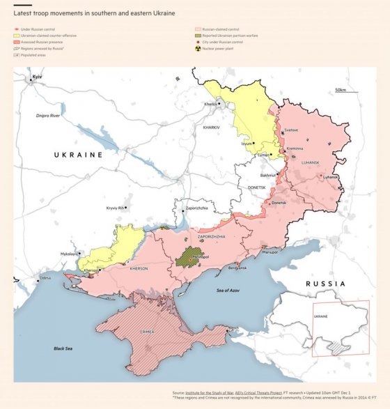 უკრაინულ-რუსული ომის ფრონტი ომის დაწყებიდან 282-ე დღეს